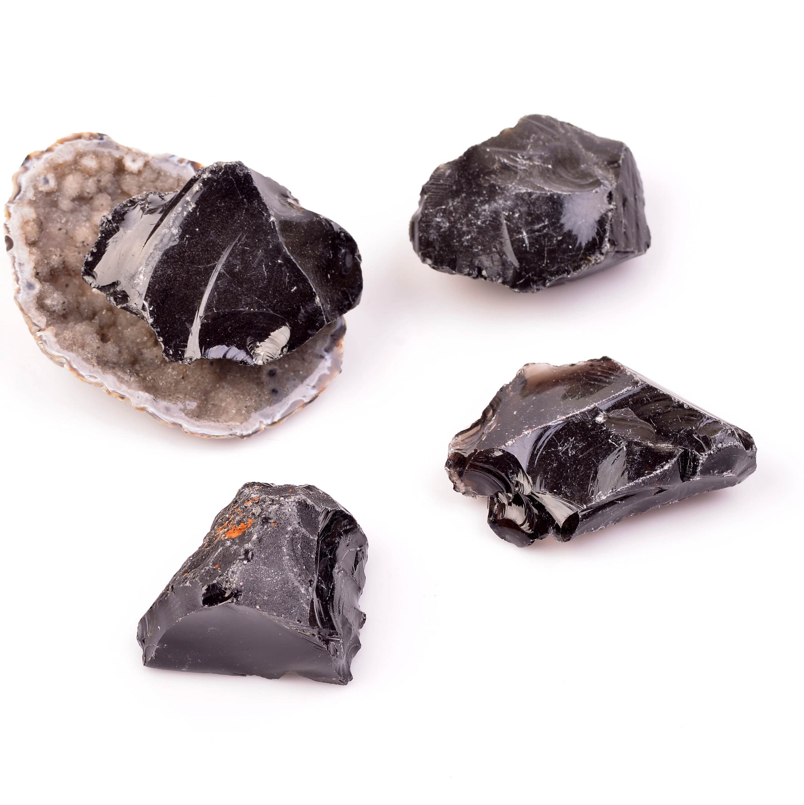 Siyah Obsidyen Taşı Ham Kütle Taş Sandığı