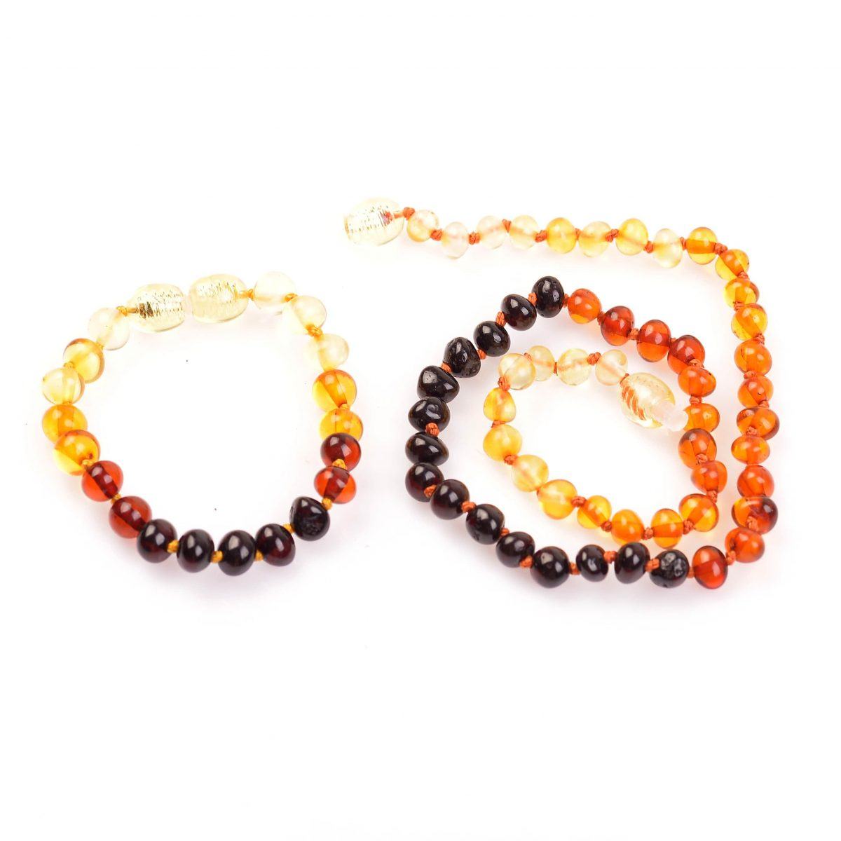 Damla Kehribar Bebek Kolyesi Bebek Bilekliği Set