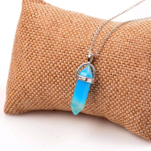 Mavi Akik Taşı Kazık Kolye Taş Sandığı