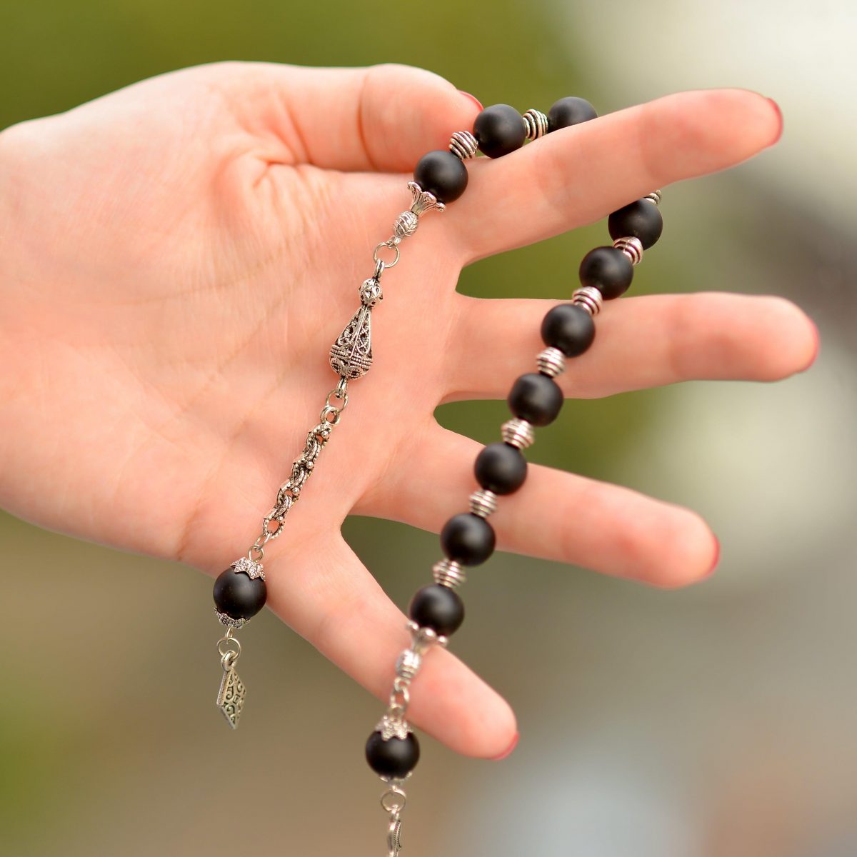 Mat Obsidyen Taşı Zaza Tesbih 10 mm Taş Sandığı