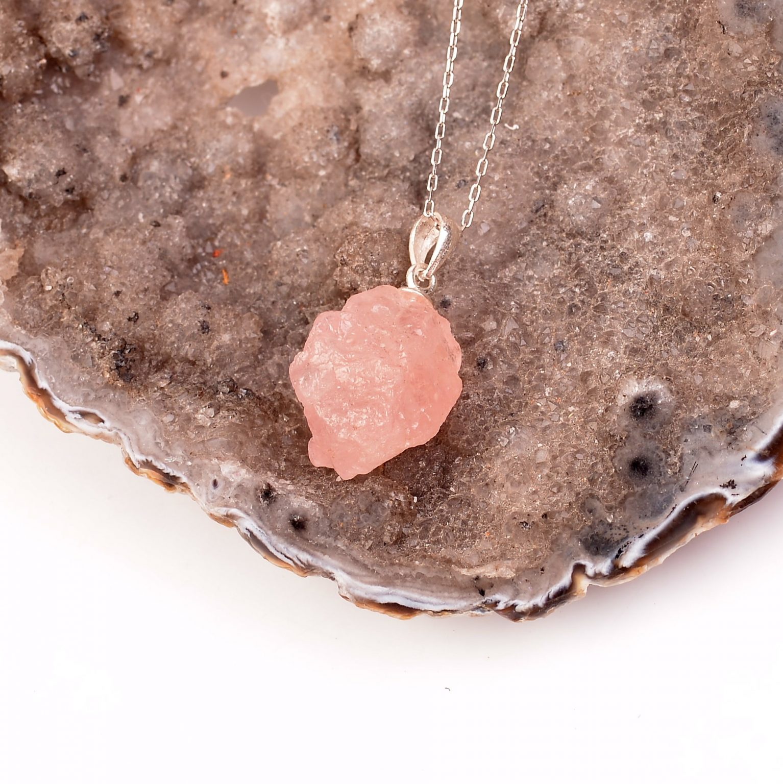 Ham Taşı Gümüş Kolye Taş Sandığı