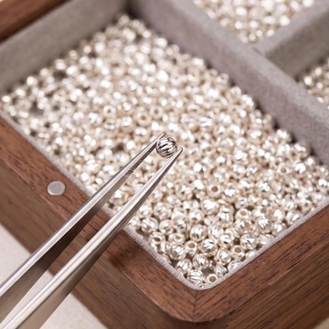 10 Adet Çok Küçük Gümüş Top - 2 mm Kalem İşçilikli - 1