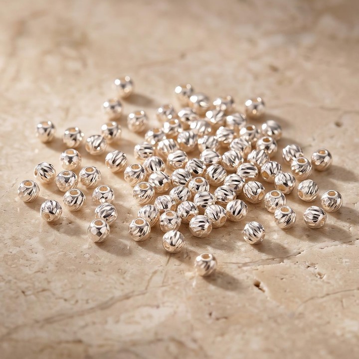 10 Adet Çok Küçük Gümüş Top - 2 mm Kalem İşçilikli