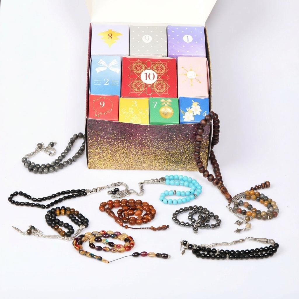 10’lu Sürpriz Hediye Tesbih Kutusu - 10 Farklı Tesbih -10 Günlük Advent Calender Tesbih Kutusu
