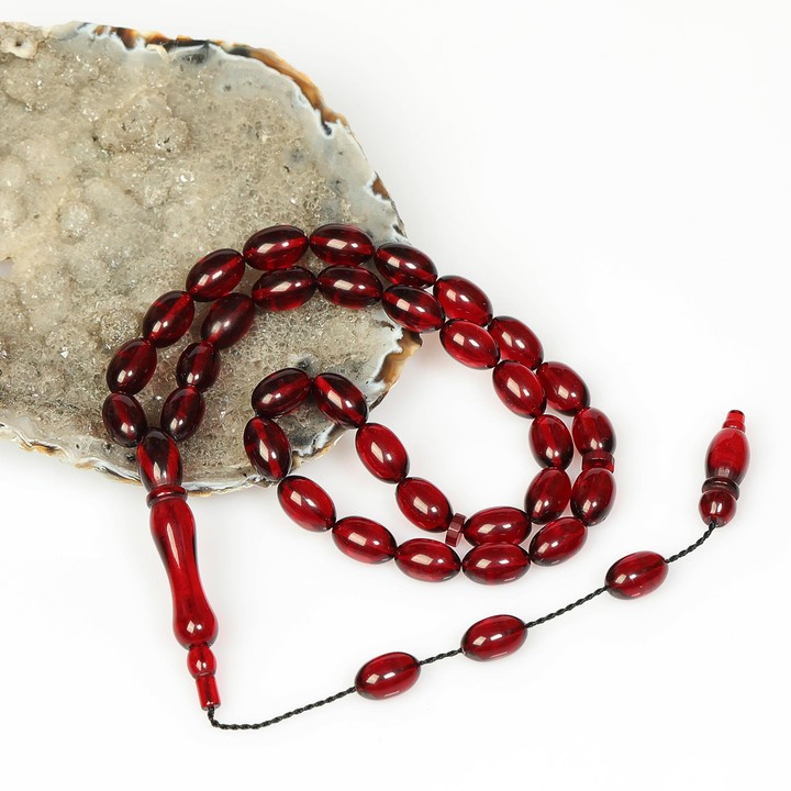 Sıkma Ateş Kehribarı Tesbih (7×11 mm)