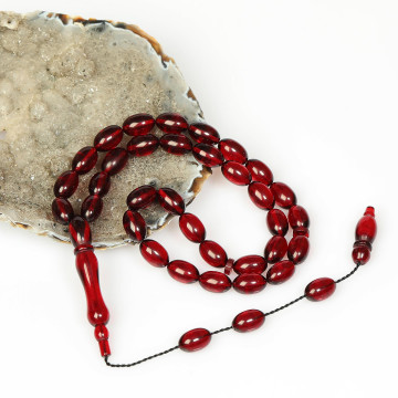 Sıkma Ateş Kehribarı Tesbih (7×11 mm)