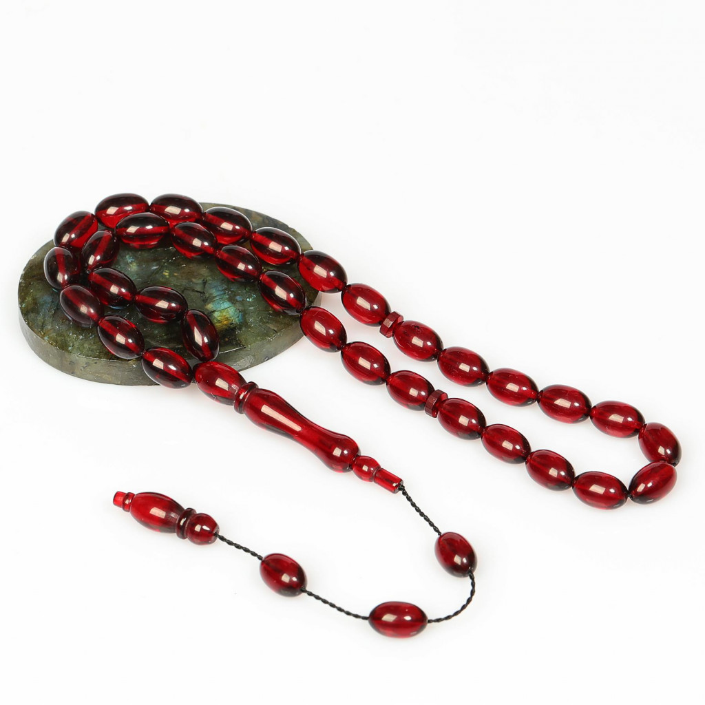 Sıkma Ateş Kehribarı Tesbih (7×11 mm)