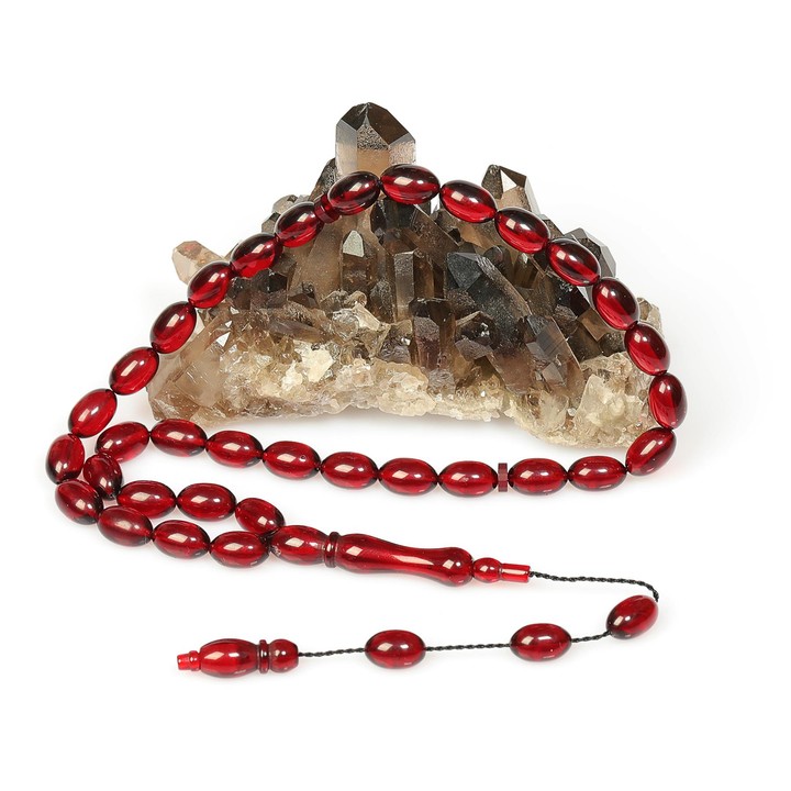 Sıkma Ateş Kehribarı Tesbih (7×11 mm)