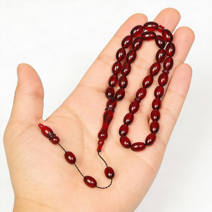 Sıkma Ateş Kehribarı Tesbih (7×11 mm)