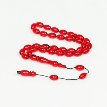 Kor Kırmızı Sıkma Kehribar Tesbih (7*11 mm)
