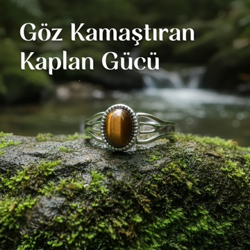 Kaplan Gözü Taşı Çelik Yüzük - Kararmaz - 2