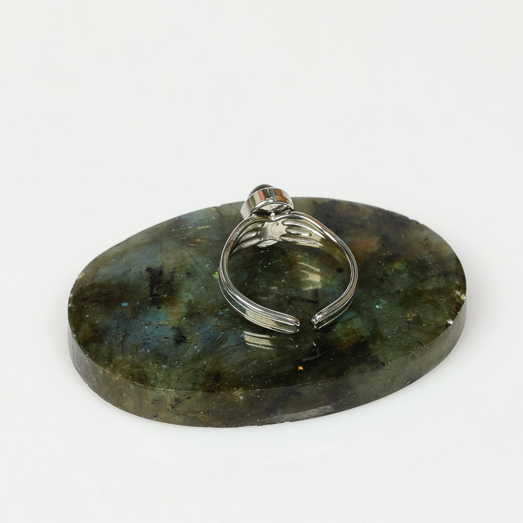 Kaplan Gözü Taşı Çelik Yüzük - Kararmaz