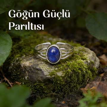 Lapis Lazuli Taşı Çelik Yüzük - Kararmaz - 2