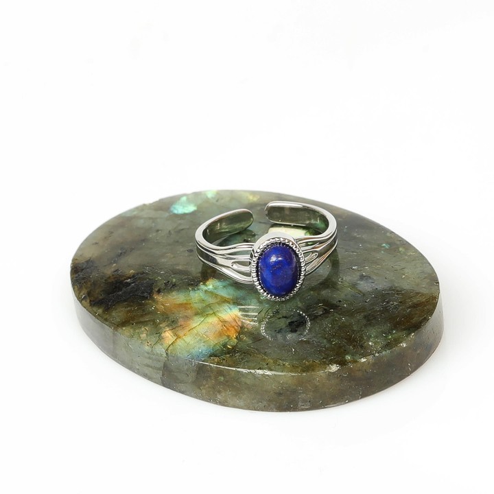 Lapis Lazuli Taşı Çelik Yüzük - Kararmaz - 1
