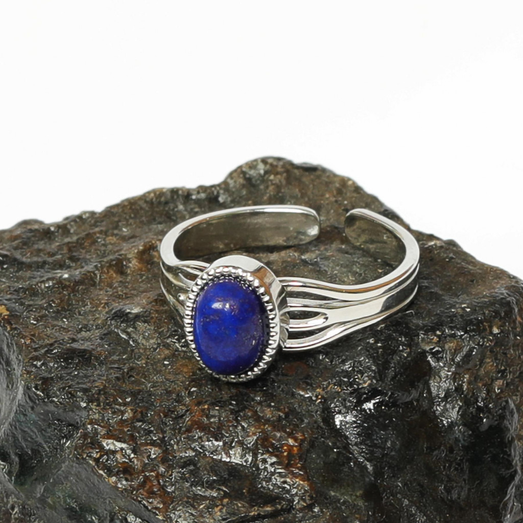 Lapis Lazuli Taşı Çelik Yüzük - Kararmaz