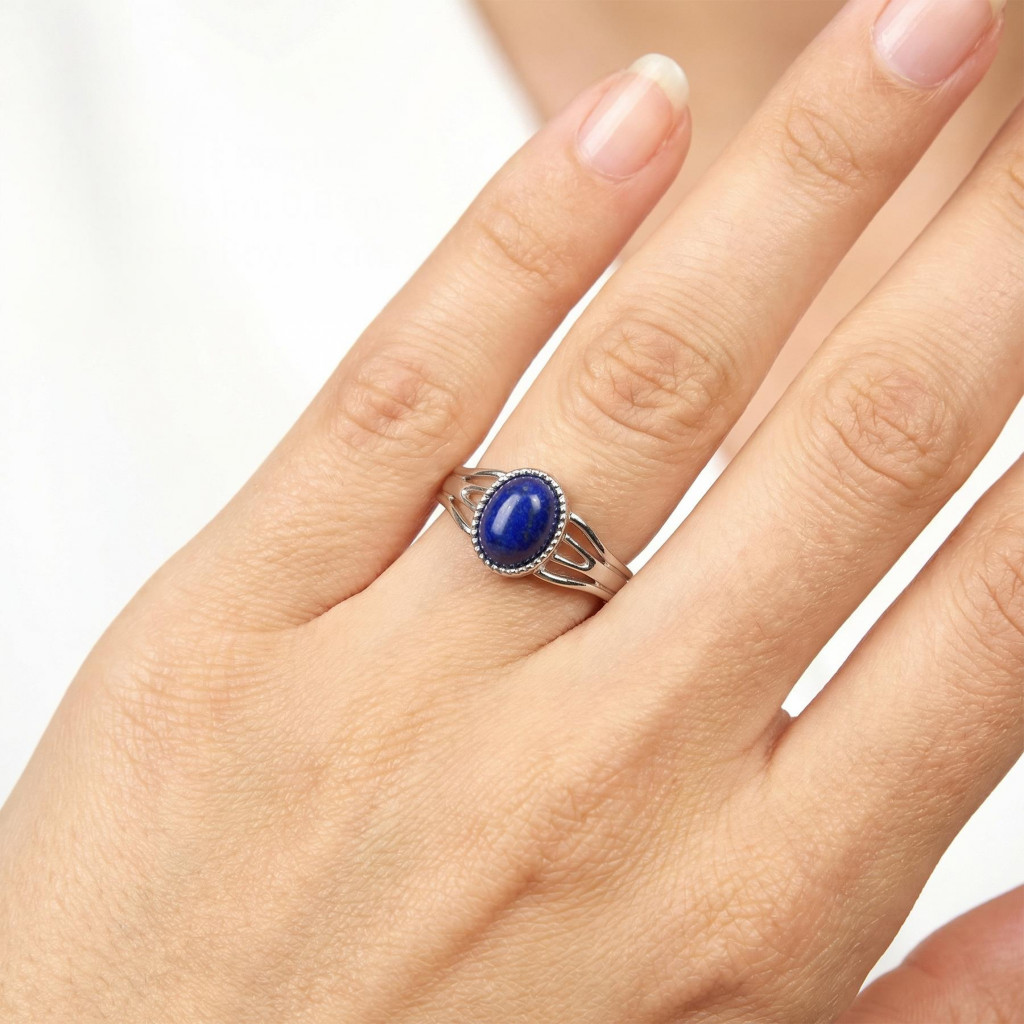 Lapis Lazuli Taşı Çelik Yüzük - Kararmaz