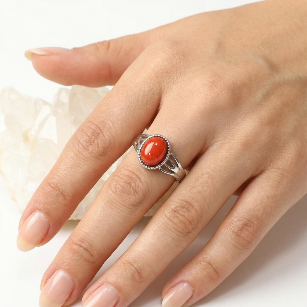 Akik Taşı Çelik Yüzük - Kararmaz