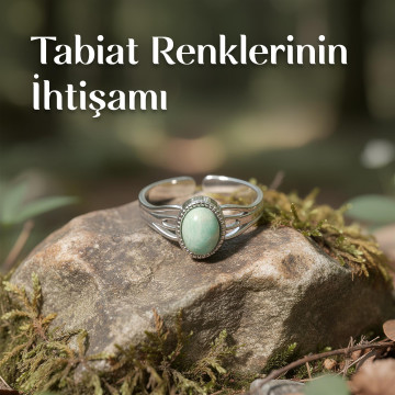 Amazonit Taşı Çelik Yüzük