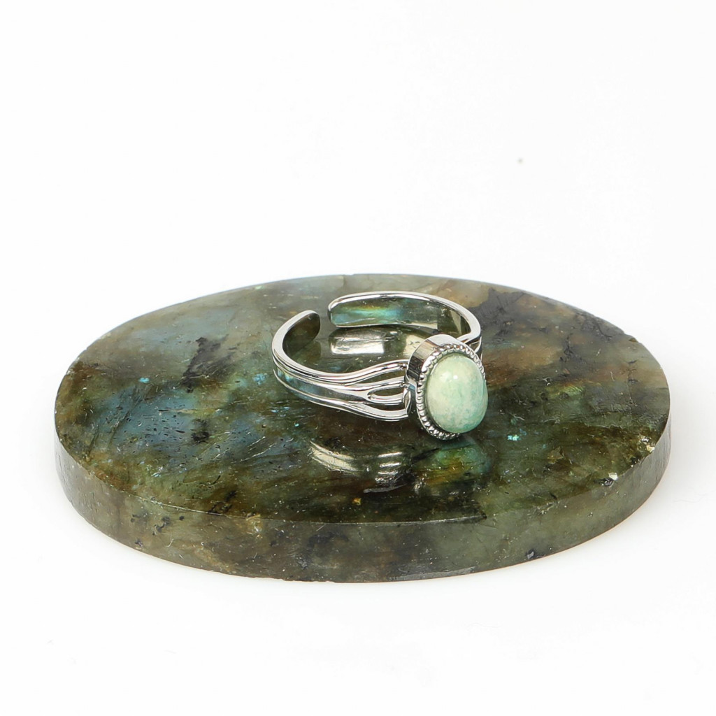 Amazonit Taşı Çelik Yüzük