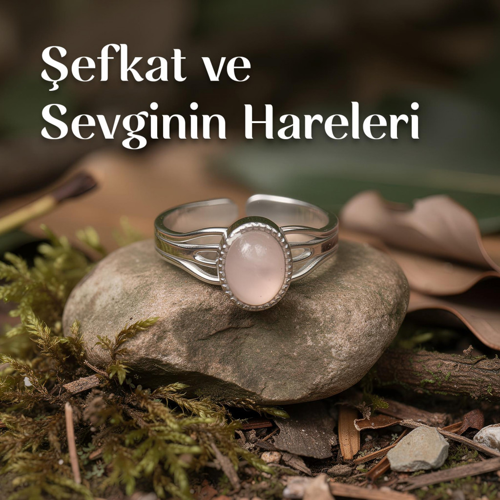 Pembe Kuvars Taşı Çelik Yüzük - Açık Renkli  6*8 mm