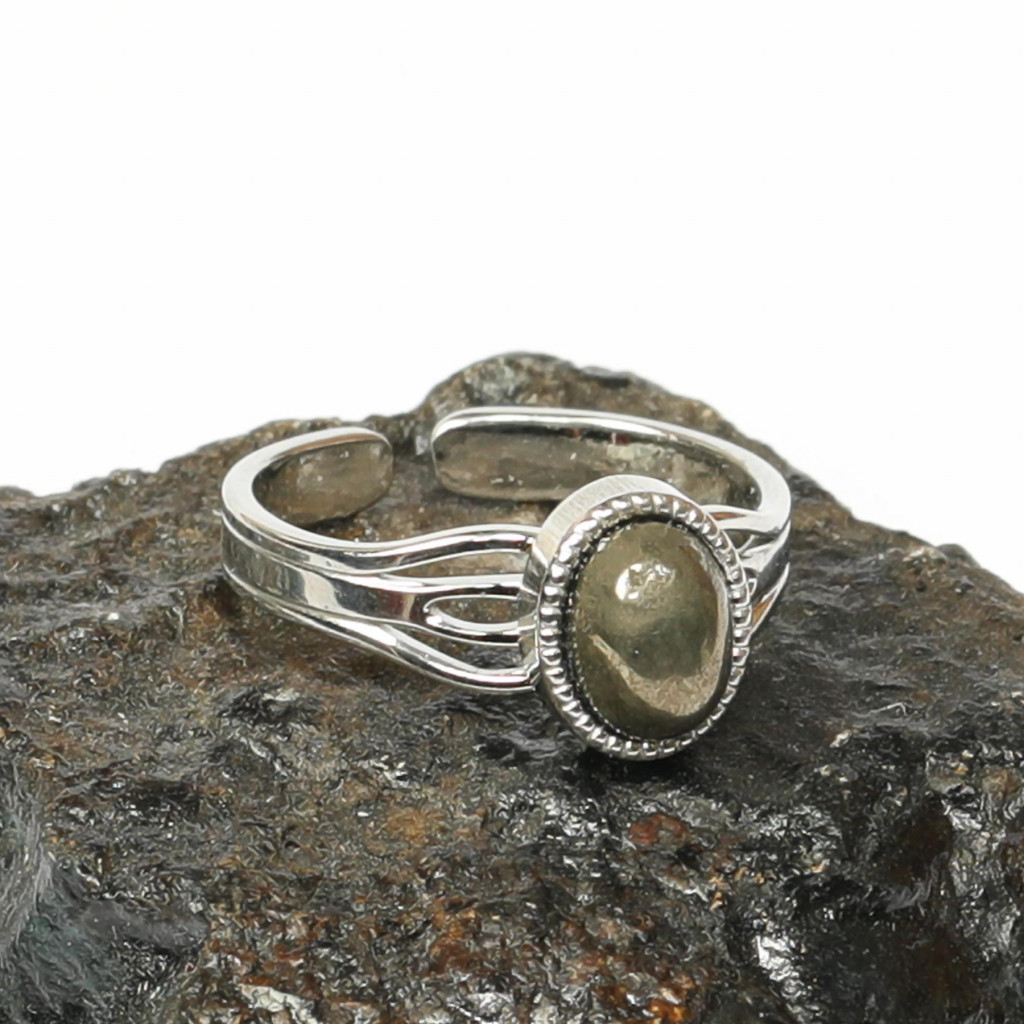 Pirit Taşı Çelik Yüzük - Kararmaz