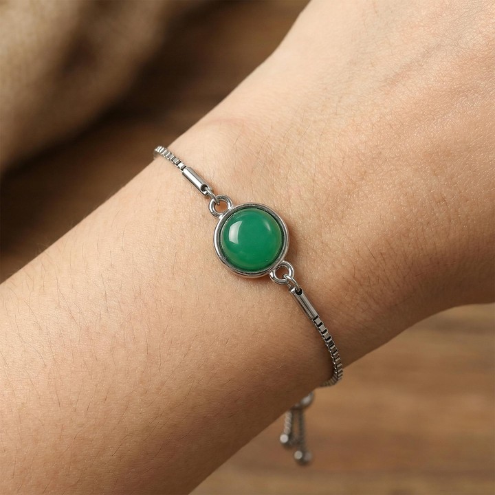 Yeşil Akik Taşı Çelik Bileklik 10 mm – Kararmaz - 2