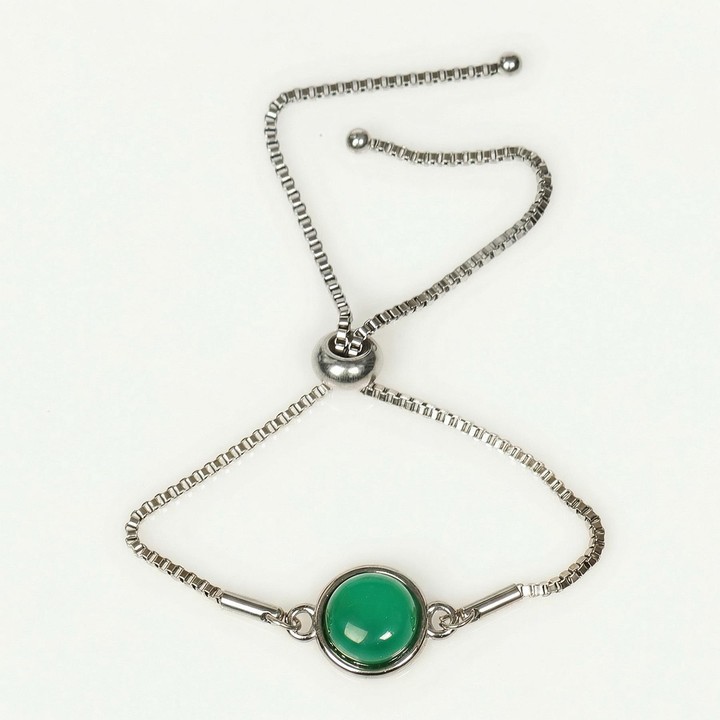 Yeşil Akik Taşı Çelik Bileklik 10 mm – Kararmaz - 1