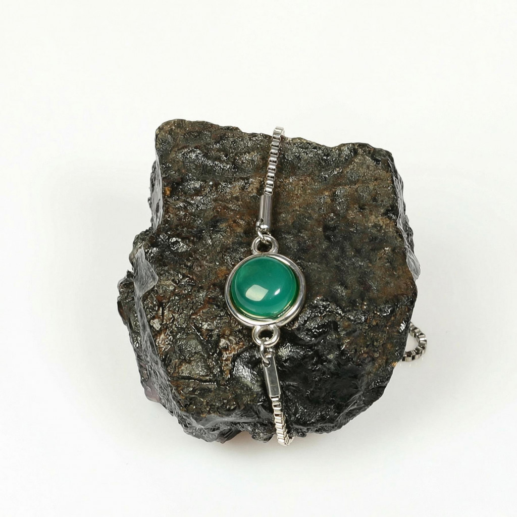 Yeşil Akik Taşı Çelik Bileklik 10 mm – Kararmaz