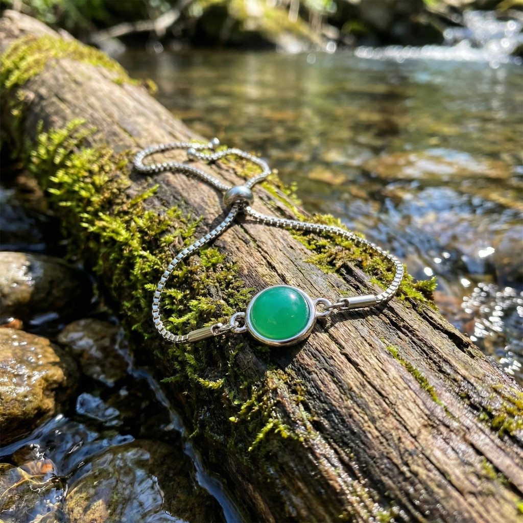 Yeşil Akik Taşı Çelik Bileklik 10 mm – Kararmaz