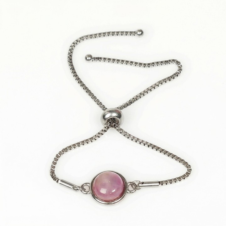 Ametist Taşı Çelik Bileklik 10 mm – Kararmaz – Gümüş Renkli - 2