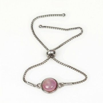 Ametist Taşı Çelik Bileklik 10 mm – Kararmaz – Gümüş Renkli - 2