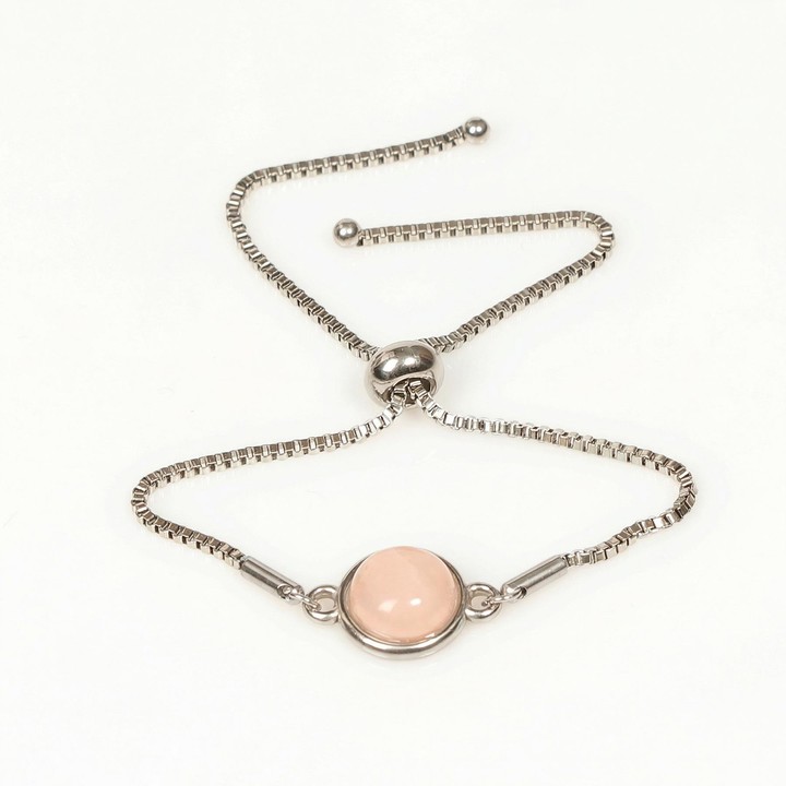 Açık Renkli Pembe Kuvars Taşı Çelik Bileklik 10 mm – Kararmaz - 1