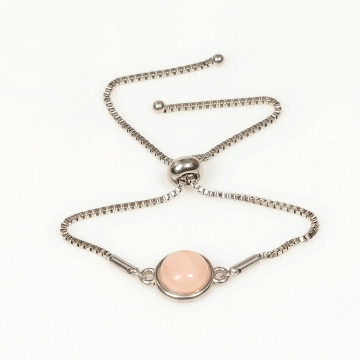 Açık Renkli Pembe Kuvars Taşı Çelik Bileklik 10 mm – Kararmaz