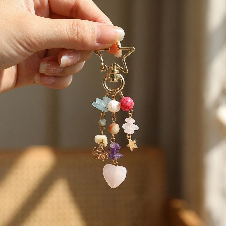 Karışık Doğal Taşlı Çanta Süsü - 2