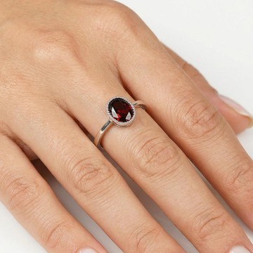 Funda Model Lal (Garnet) Taşı Gümüş Yüzük – Ayarlamalı - 1