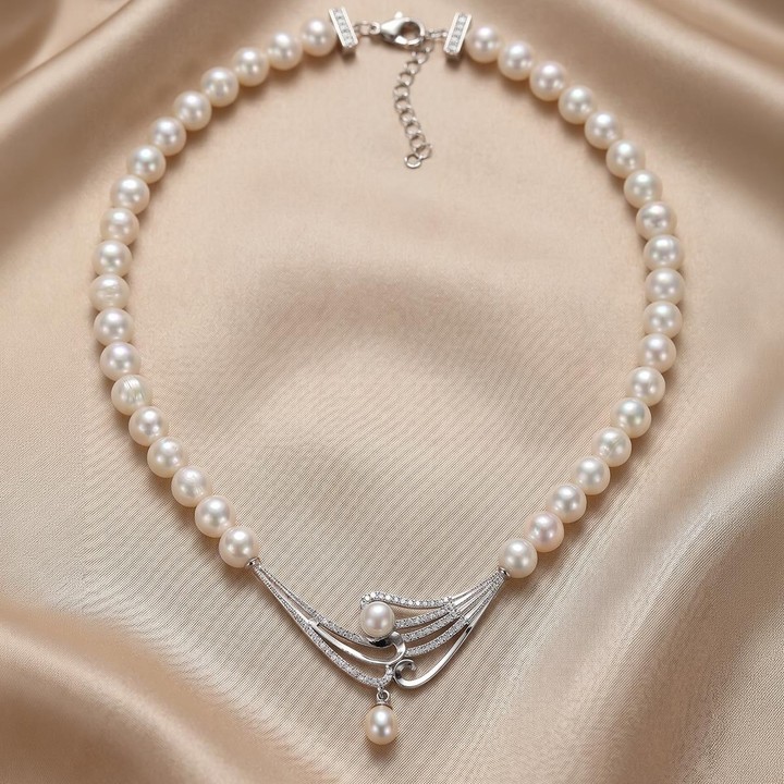 Sultan Model Gümüş İnci Kolye – 8 mm A Kalite İncili