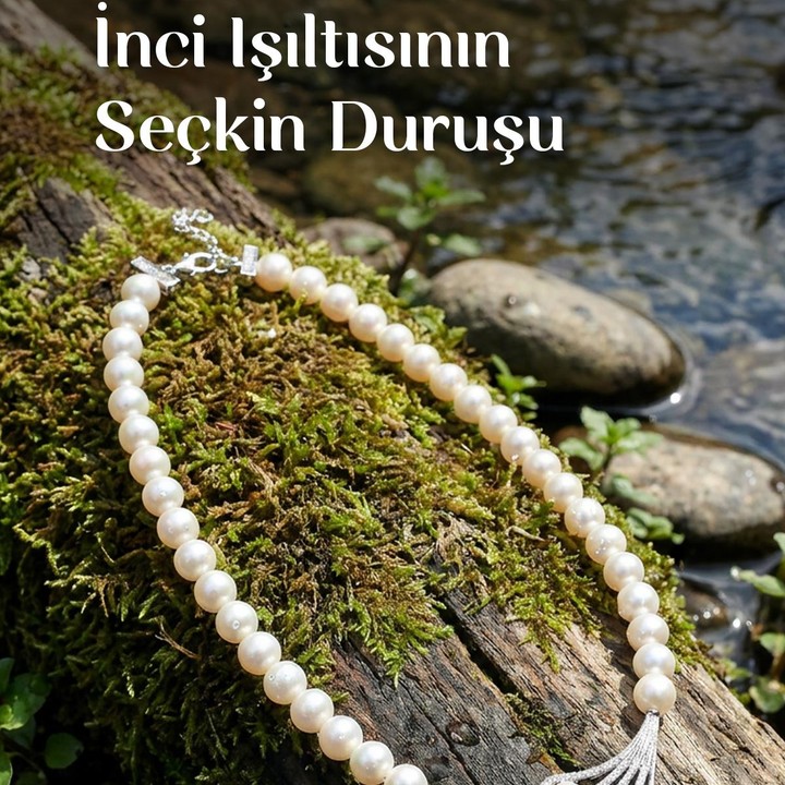 Sultan Model Gümüş İnci Kolye – 8 mm A Kalite İncili