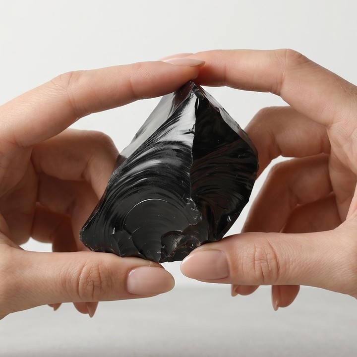 Obsidyen Taşı Ham Parça – Plexi Stantlı
