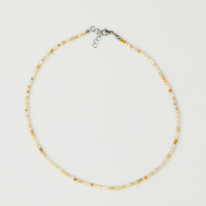 Sarı Opal Taşı Faset Kesim Kolye – 3 mm – Paslanmaz Çelik