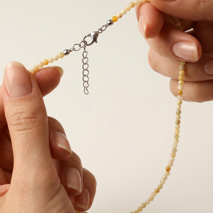 Sarı Opal Taşı Faset Kesim Kolye – 3 mm – Paslanmaz Çelik