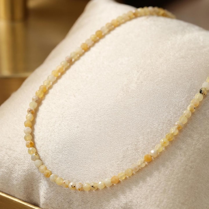 Sarı Opal Taşı Faset Kesim Kolye – 3 mm – Paslanmaz Çelik