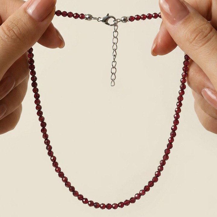 Lal Taşı Faset Kesim Dizi Kolye – 3 mm – Paslanmaz Çelik