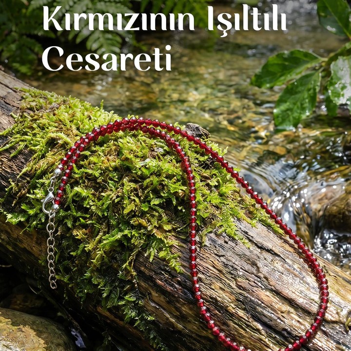 Lal Taşı Faset Kesim Dizi Kolye – 3 mm – Paslanmaz Çelik