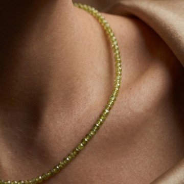 Peridot Taşı Faset Kesim Kolye – 3 mm – Paslanmaz Çelik - 1
