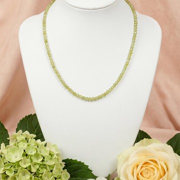 Peridot Taşı Faset Kesim Kolye – 3 mm – Paslanmaz Çelik - 2