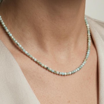 Larimar Taşı Faset Kesim Dizi Kolye – 3 mm – Paslanmaz Çelik - 1