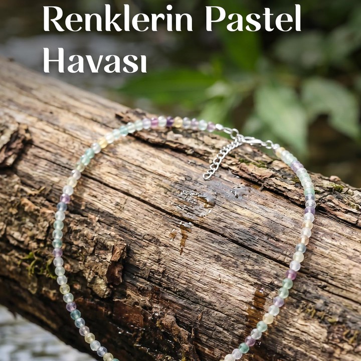Florit Taşı Faset Kesim Kolye – 3 mm – Paslanmaz Çelik