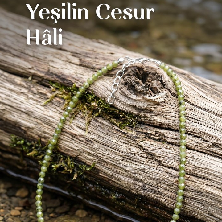 Kanada Yeşimi Faset Kesim Kolye – 4 mm – Paslanmaz Çelik