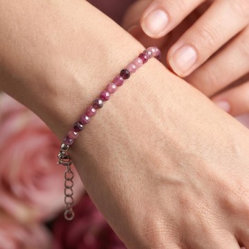 Yakut Taşı Faset Kesim Bileklik – 3 mm – Paslanmaz Çelik - 1