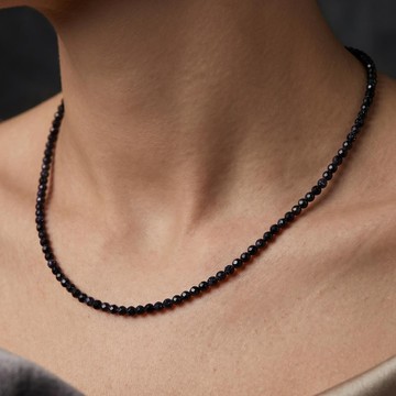 Lacivert Yıldız Taşı Faset Kesim Kolye – 3 mm – Paslanmaz Çelik - 1